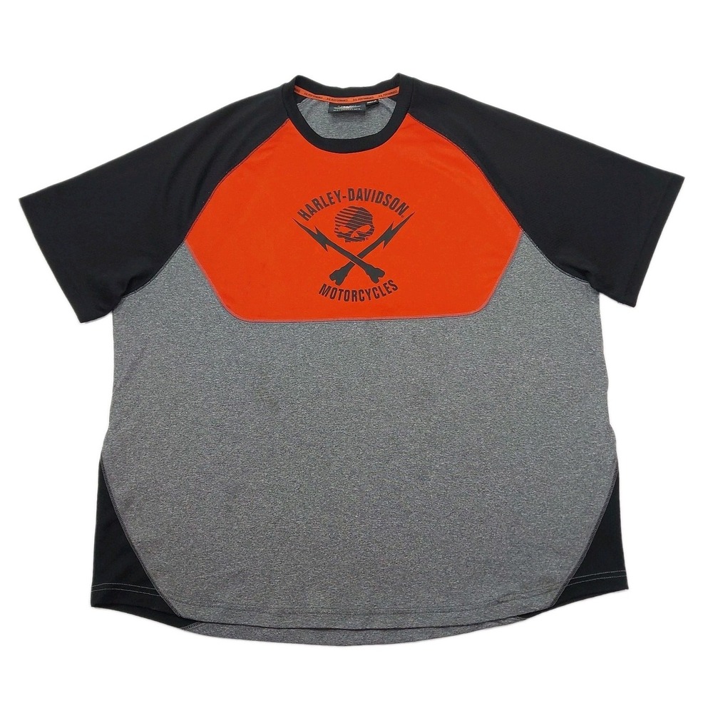 Harley-Davidson Performance Poly T Shirt Colorblock Biker Sport Sz XL